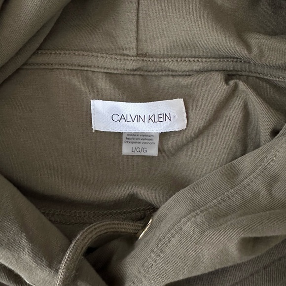Calvin Klein Olive Green Hooded Dress with Gold Logo - Picture 3 of 3